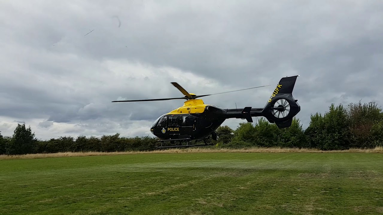 The police helicopter
take off