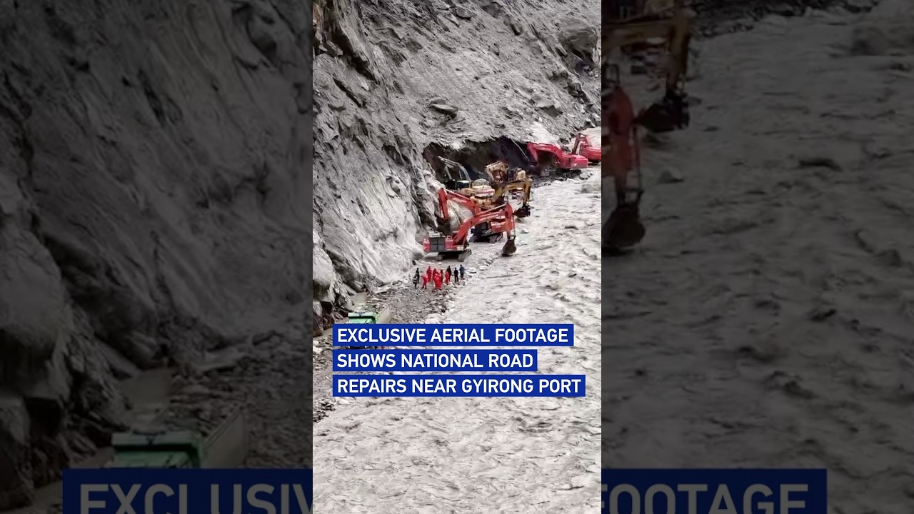 Exclusive aerial footage shows national road repairs near Gyirong Port
