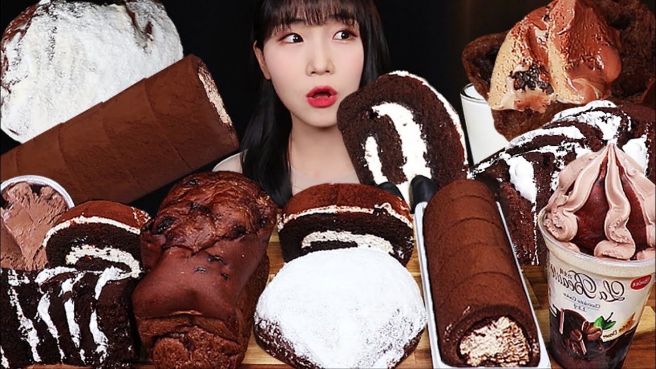ASMR MUKBANG 초코스노우 티라미수 롤케이크 초코식빵 케이크 아이스크림까지🍦🍫디저트 먹방 리얼사운드 CHOCOLATE TIRAMISU CAKE ICE CREAM BREAD