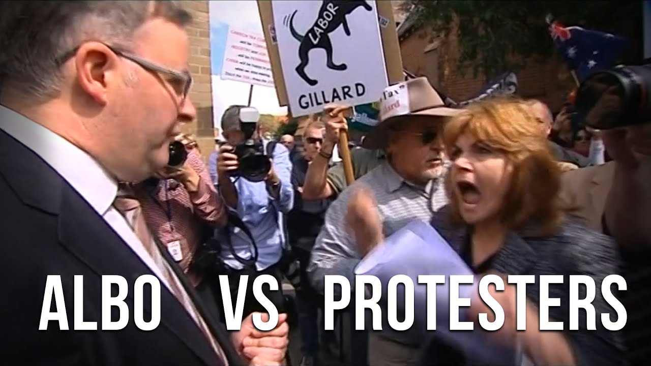 Albo Confronts Carbon Tax Protesters (2012)