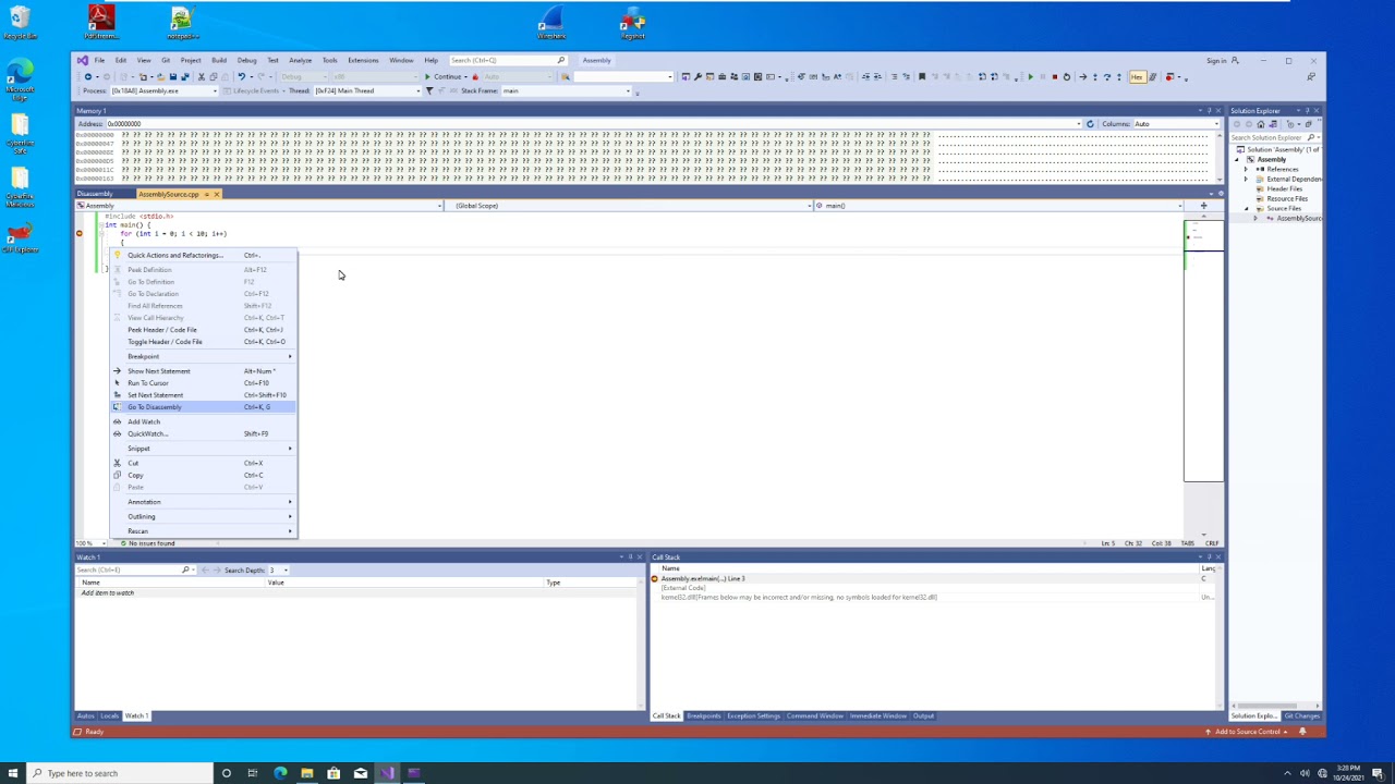 Demo: Debugging Assembly in Visual Studio