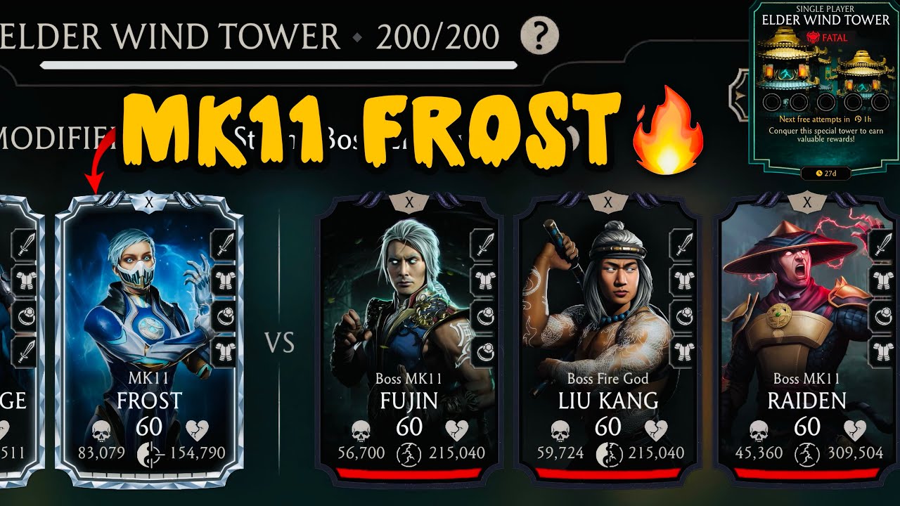 She’s Unstoppable! 🥶🤯in MK Mobile | MK11 Frost Vs Fatal Elder Wind Tower Final Battles 
