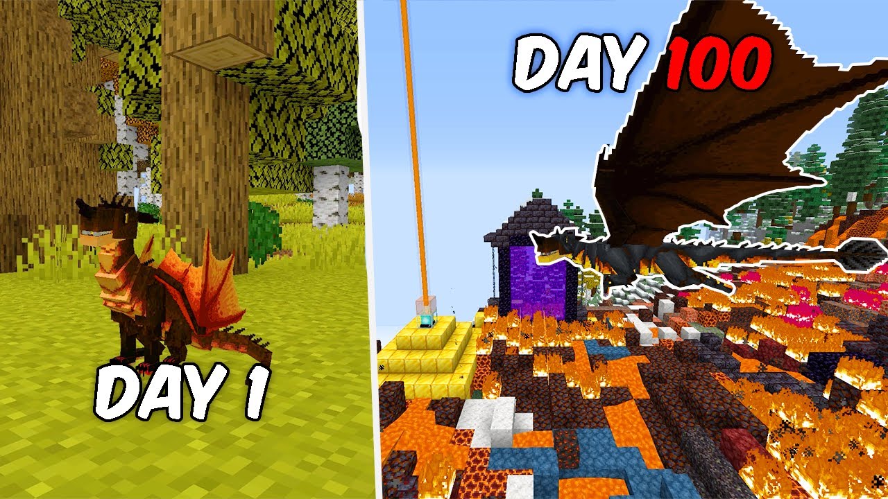 aku bertahan selama 100 hari di minecraft jadi naga api