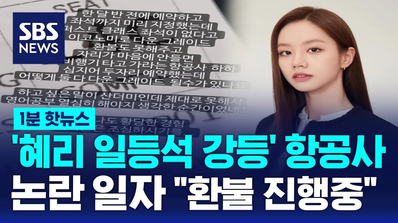 '혜리 일등석 강등' 항공사 논란 일자 