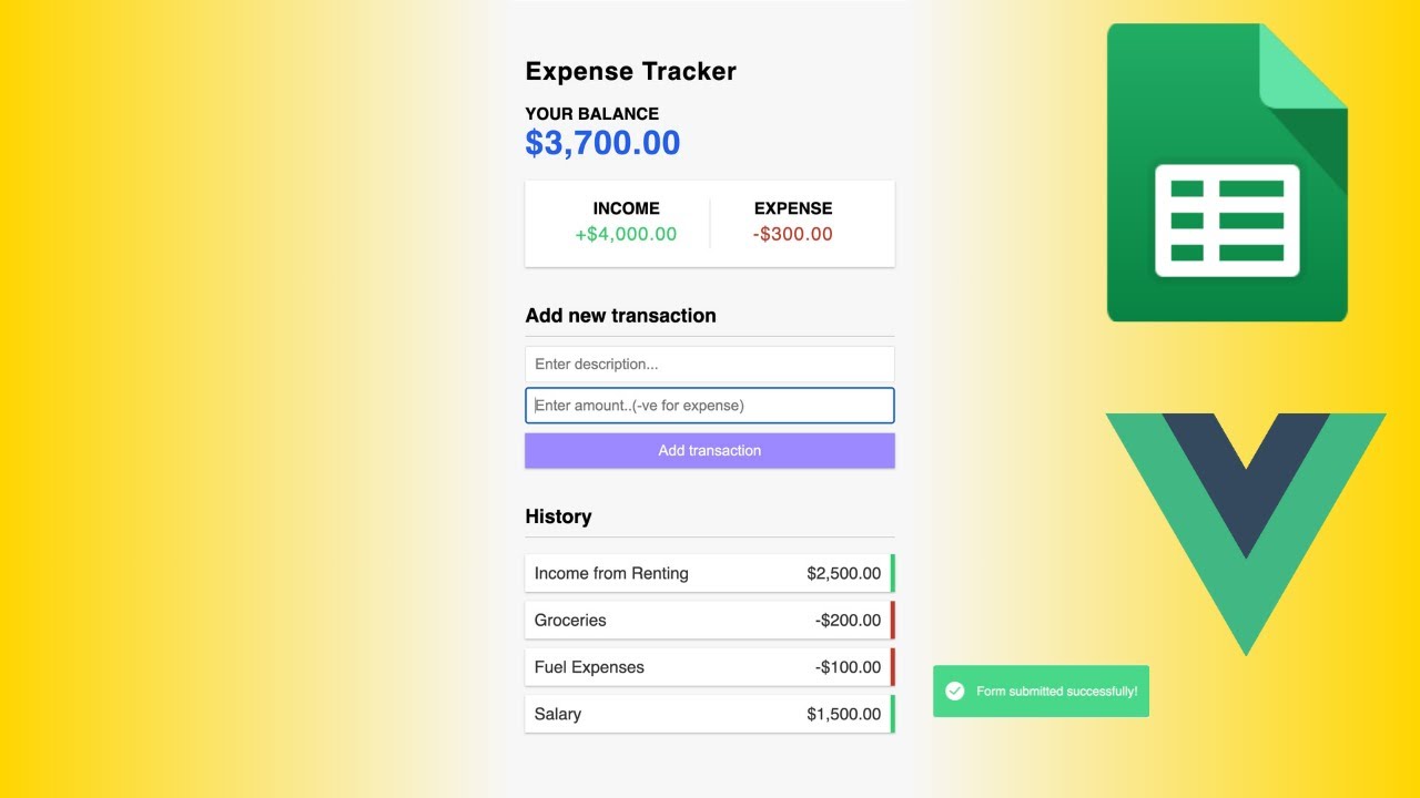 Expense Tracker using Google Sheets and Vue 3 #vuejs #vue3 #googlesheets
