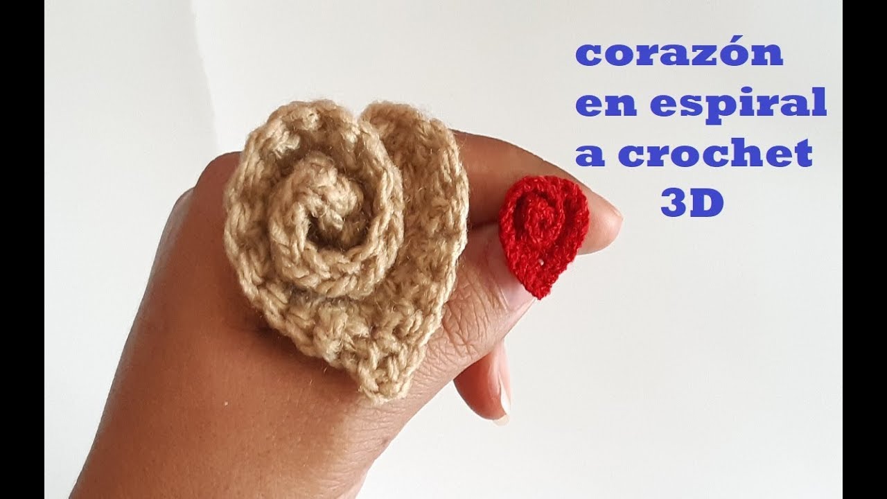 corazón a crochet - tejido en espiral - paso a paso - ganchillo