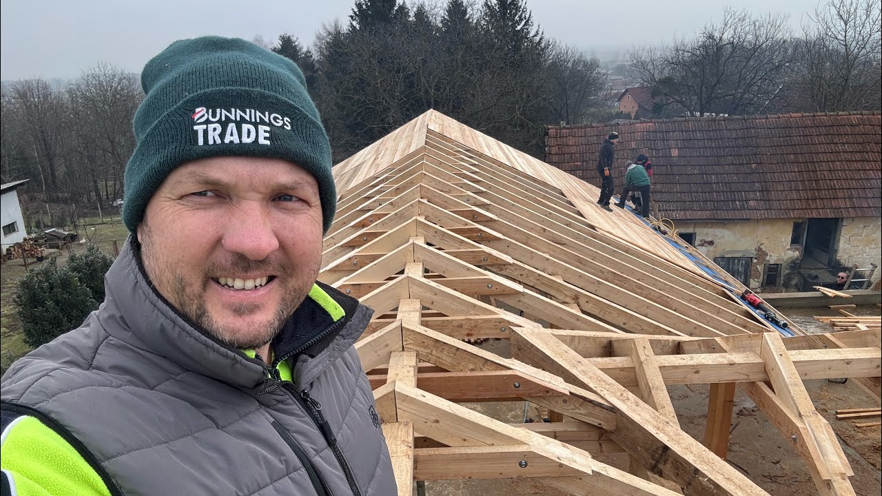 Installation of rafters and brick laying