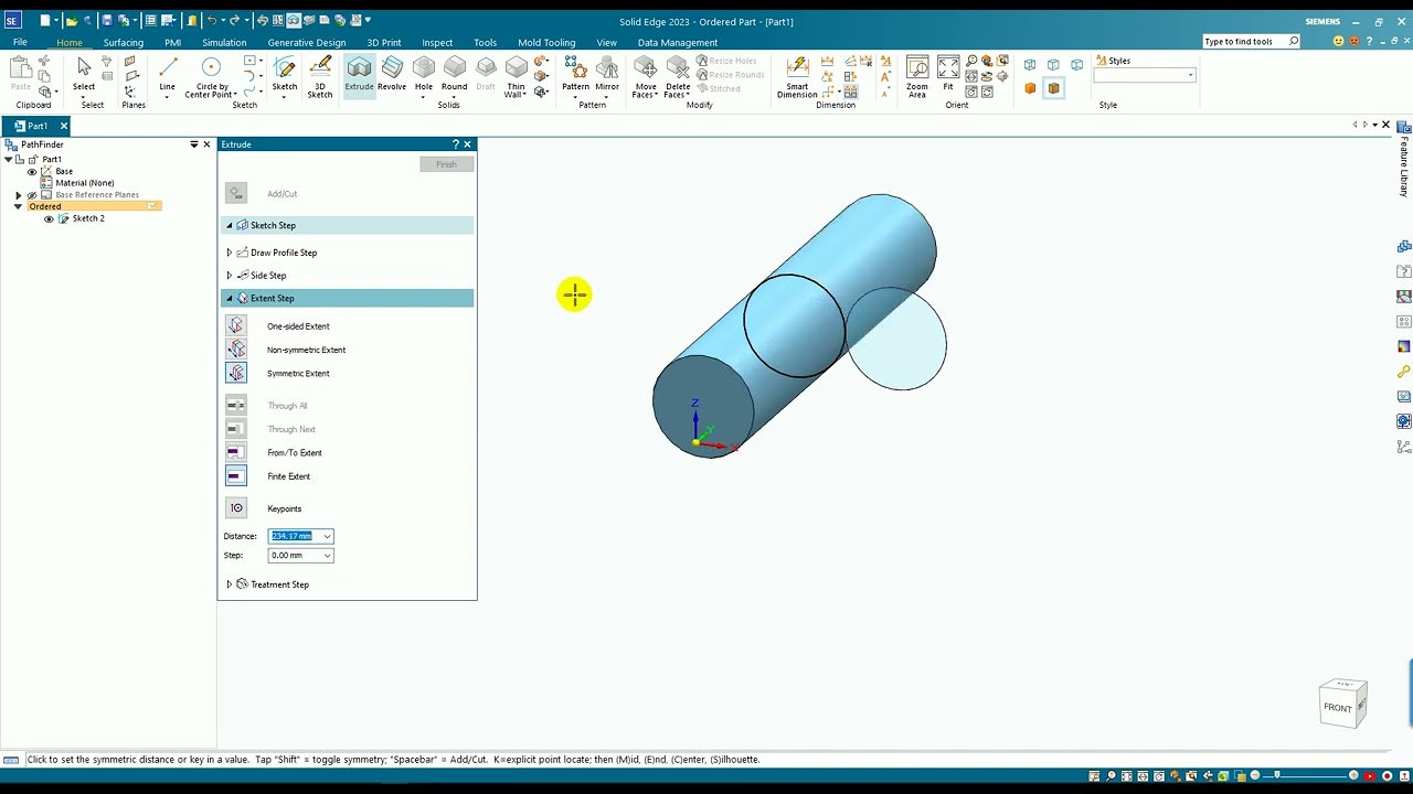 Solid Edge Multi Body - Create 2 part Body with Tangent