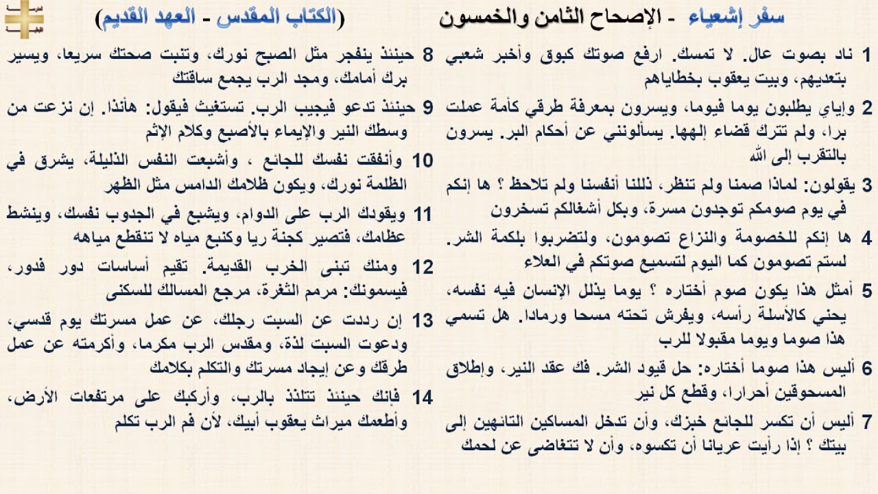 سفر إشعياء 58 - الإصحاح الثامن والخمسون - د/مجدى نجيب - ابونا ابرام