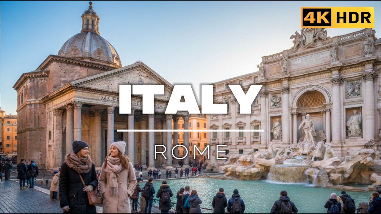 Pantheon & Trevi Fountain | Winter Walk in Rome Italy 4K (2026)