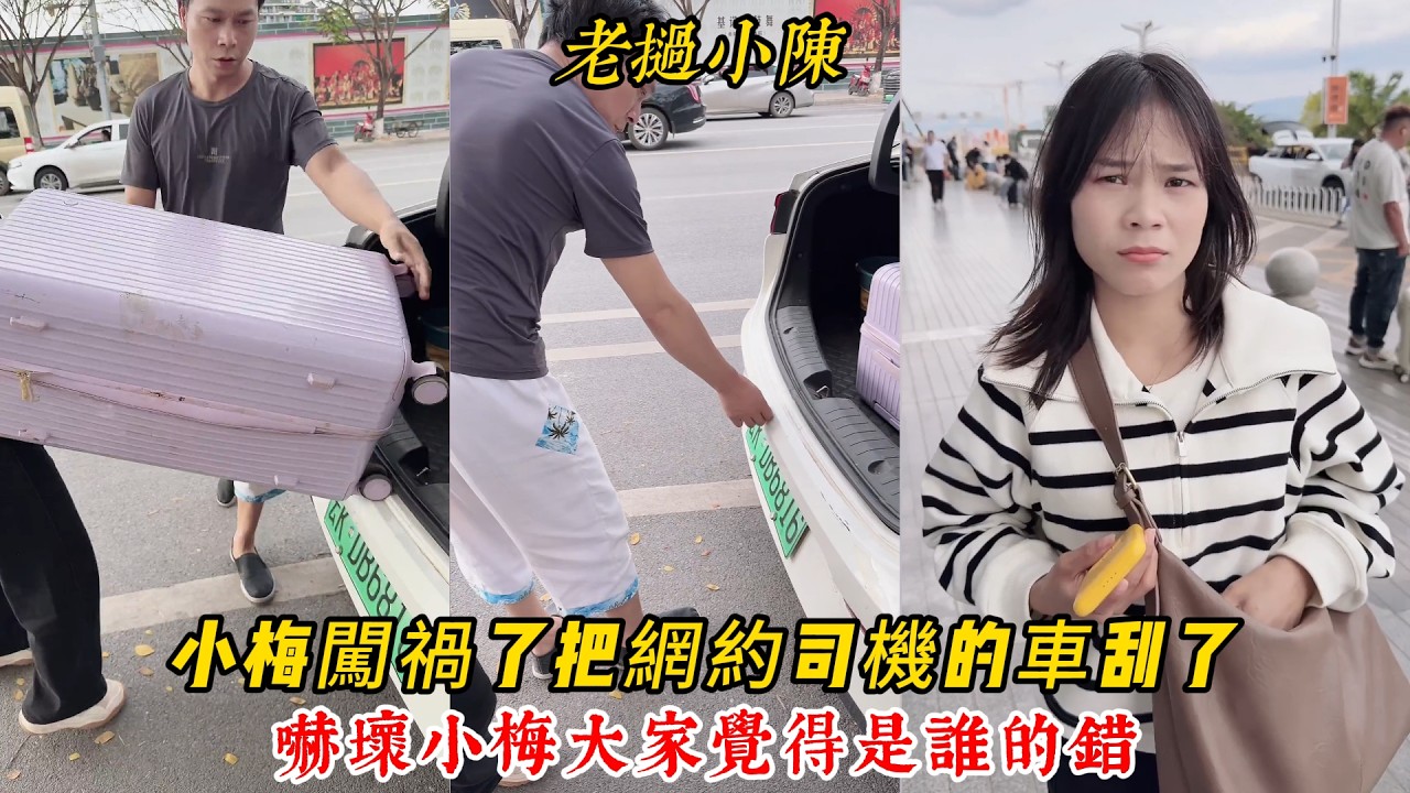 【老撾小陳】小梅闖禍了 把網約司機的車刮了，嚇壞小梅 大家覺得是誰的錯