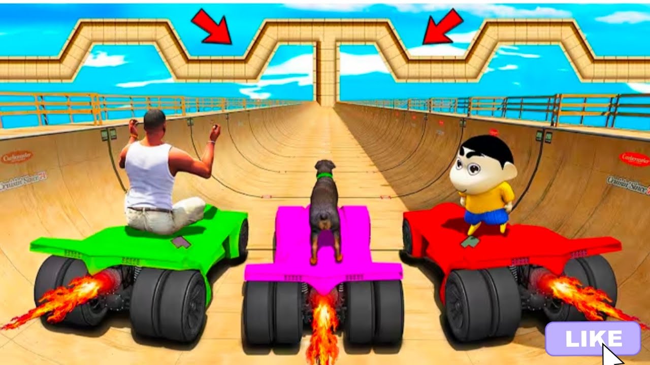 ADAM AND FRANKLIN TRIED THE CRAZY ZIGZAG LONGEST MEGA RAMP PARKOUR CHALLENGE GTA 5