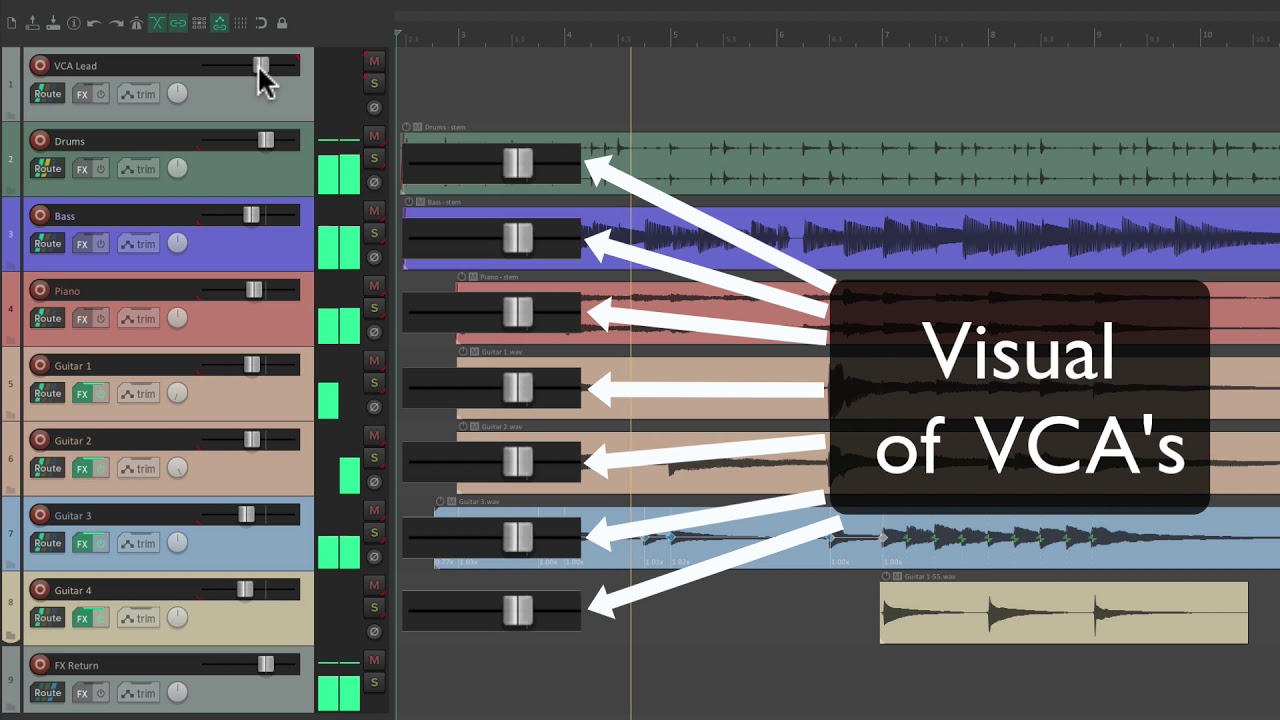 VCA или VCA Lead & Follow Tracks в REAPER