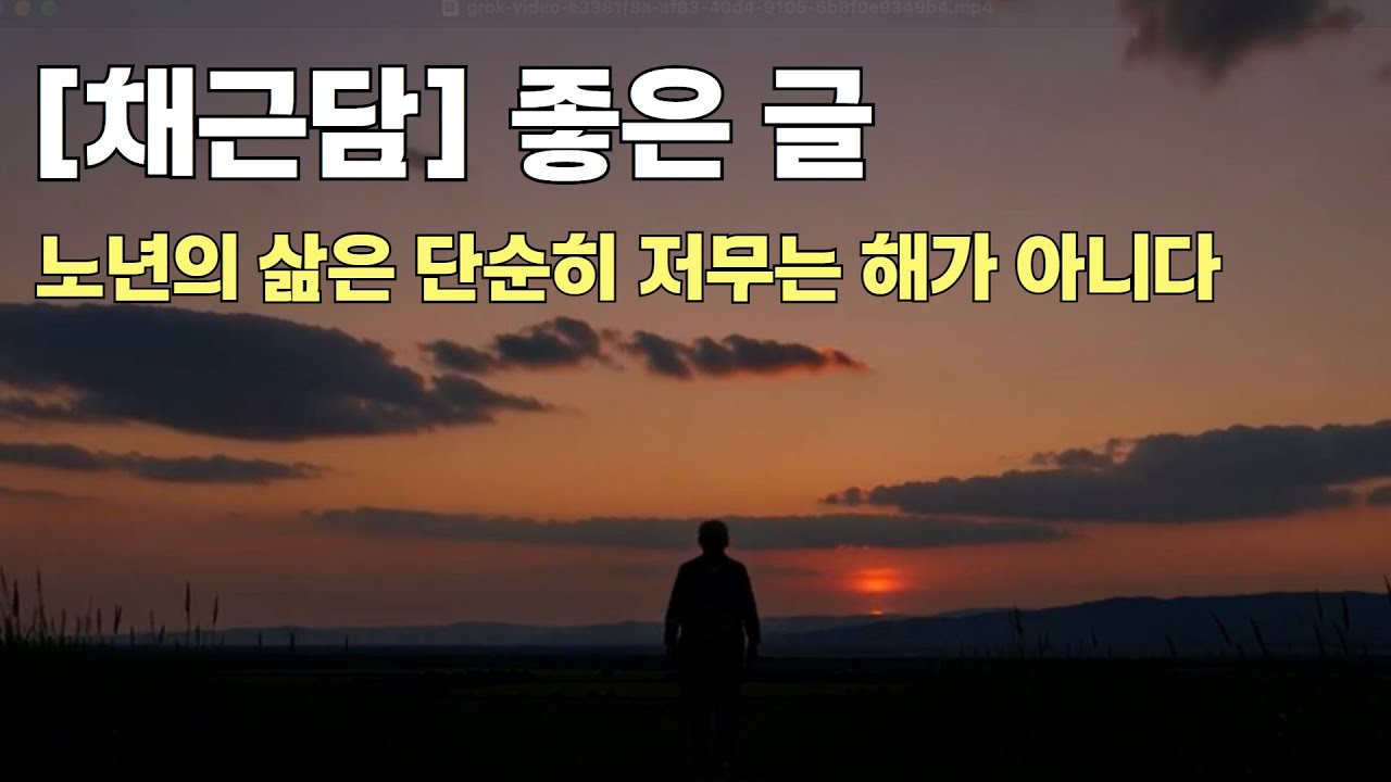 [채근담-좋은글] 노년의 삶은 단순히 저무는 해가 아니다 #채근담 #인생지혜 #달빛아래채근담 #AI