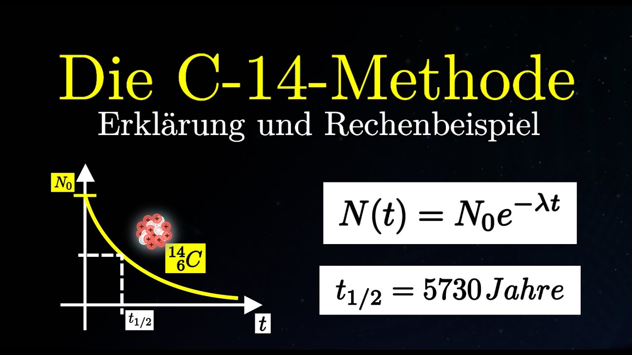 Radiokarbonmethode einfach erkl&auml;rt!  - C-14-Methode, Rechnung (Physik)