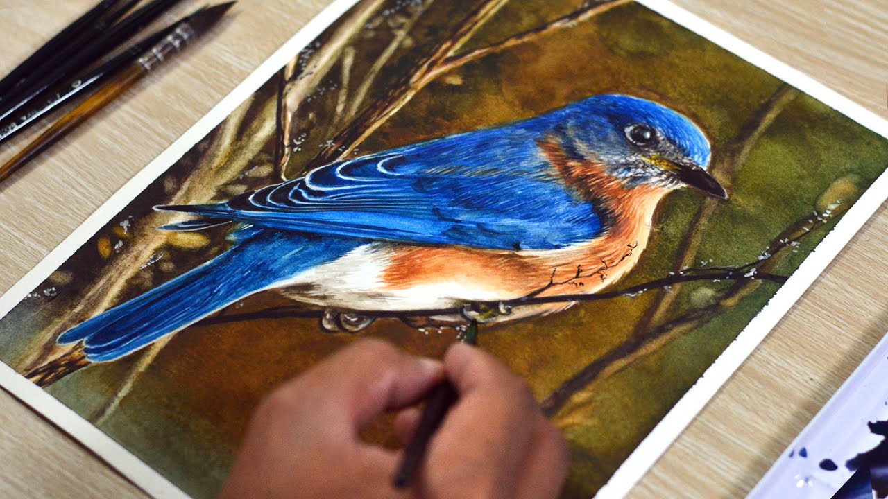 Painting a Bluebird in Watercolor