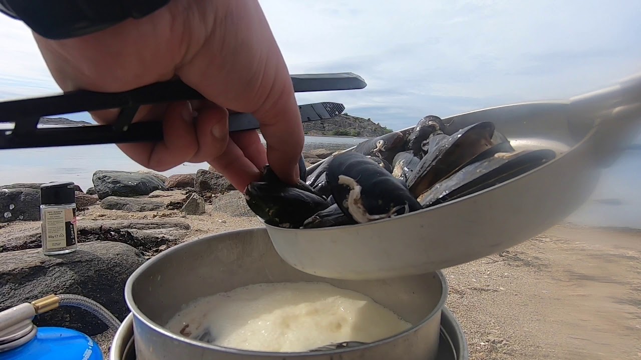 Trangia Cooking - Moules Mariniéres - Resö, Sweden