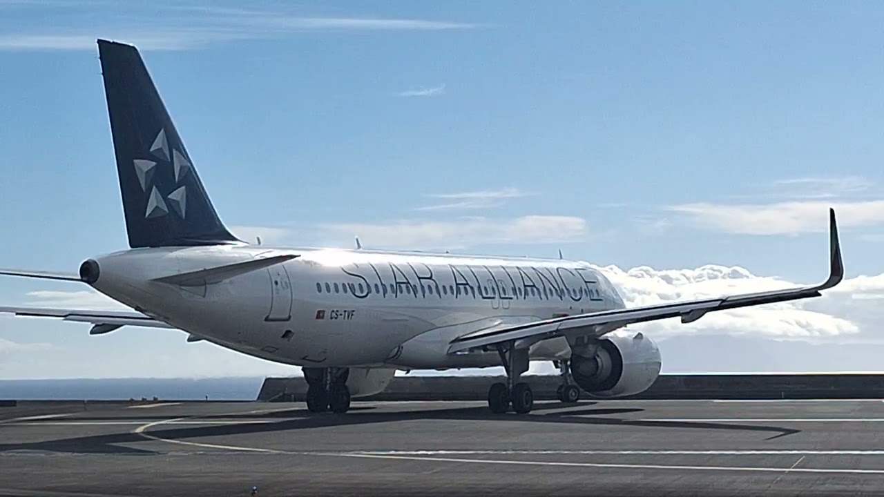 A320N TAP Star Alliance Livery takeoff at Madeira Island Airport 