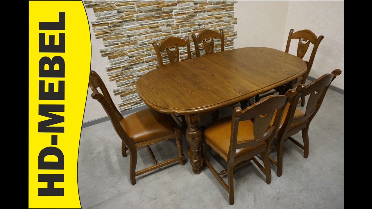 www.HD-MEBEL.pl *** STÓŁ LITY DĄB ROZKŁADANY SZER. 170/220 CM DĘBOWY + 6 KRZESEŁ
