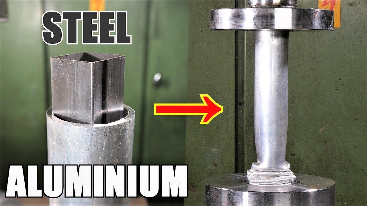 Crushing Nested Pipes with Hydraulic Press
