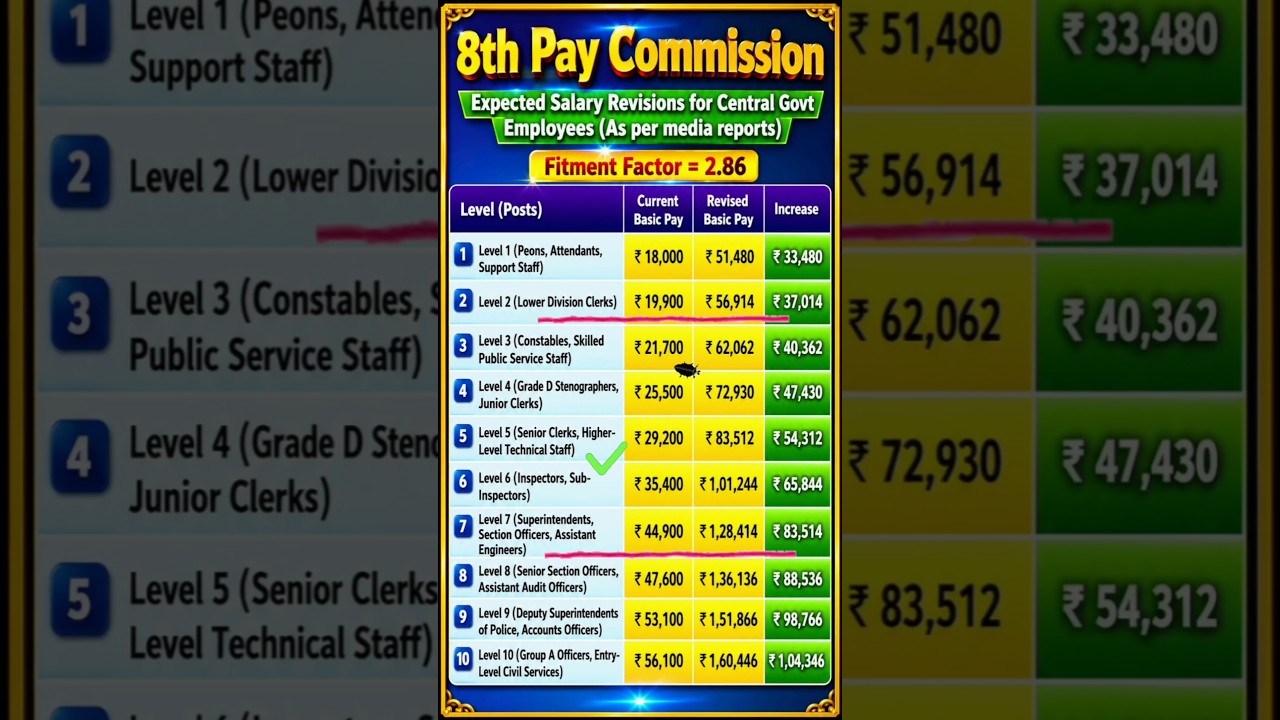 8th Pay Commission Salary Update 2026 🔥 | New Salary Chart Explained |#8thpaycommission  #shorts