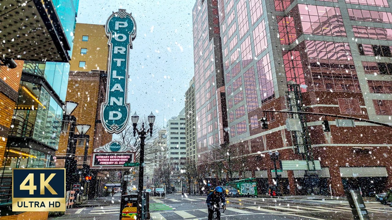 Portland Oregon 🇺🇸 4K Biggest Snow Storm since 1943 Walking Tour