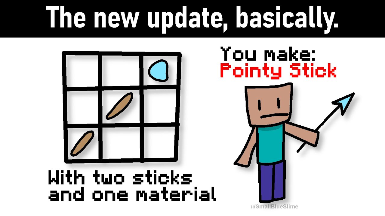 Minecraft memes about the new weapon we're getting.
