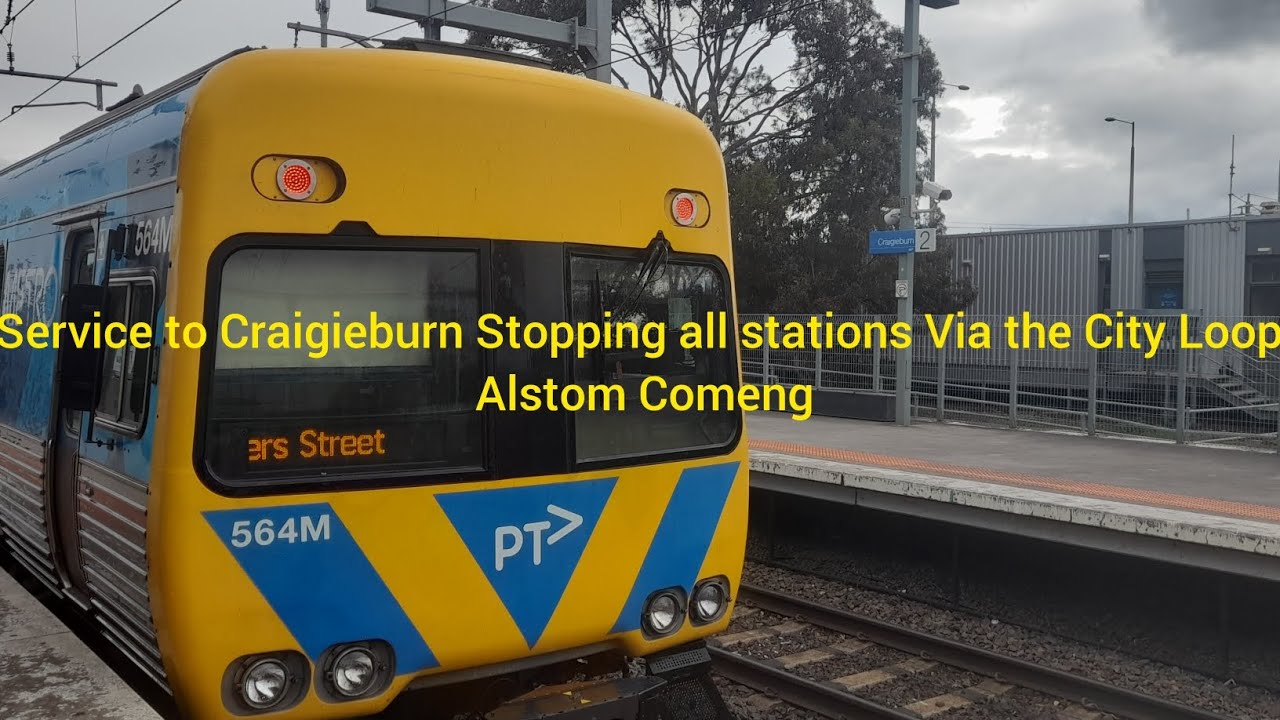 Alstom Comeng Flinders Street to Craigieburn Stopping all stations Via the City Loop.