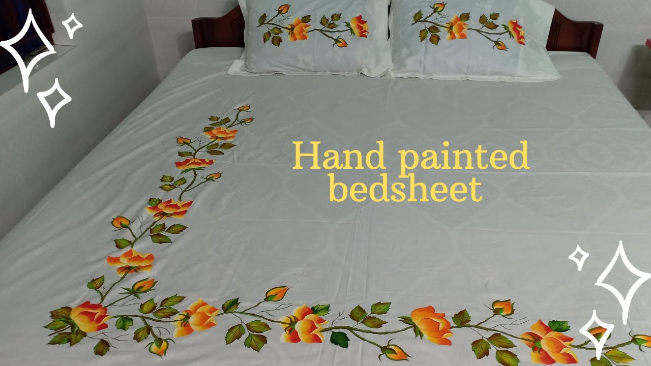 Bed sheet design hand work simple painting|Home Decor Ideas
