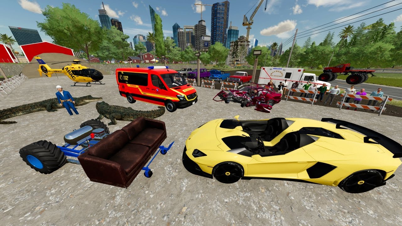 Ambulance Saves Stuntman from Dangerous Jump | Farming Simulator 22
