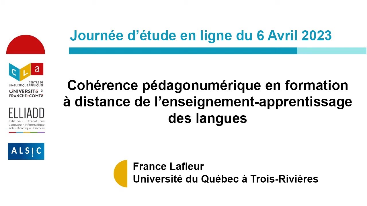 France Lafleur - Cohérence pédagonumérique en formation à distance de l’enseignement-apprentissage