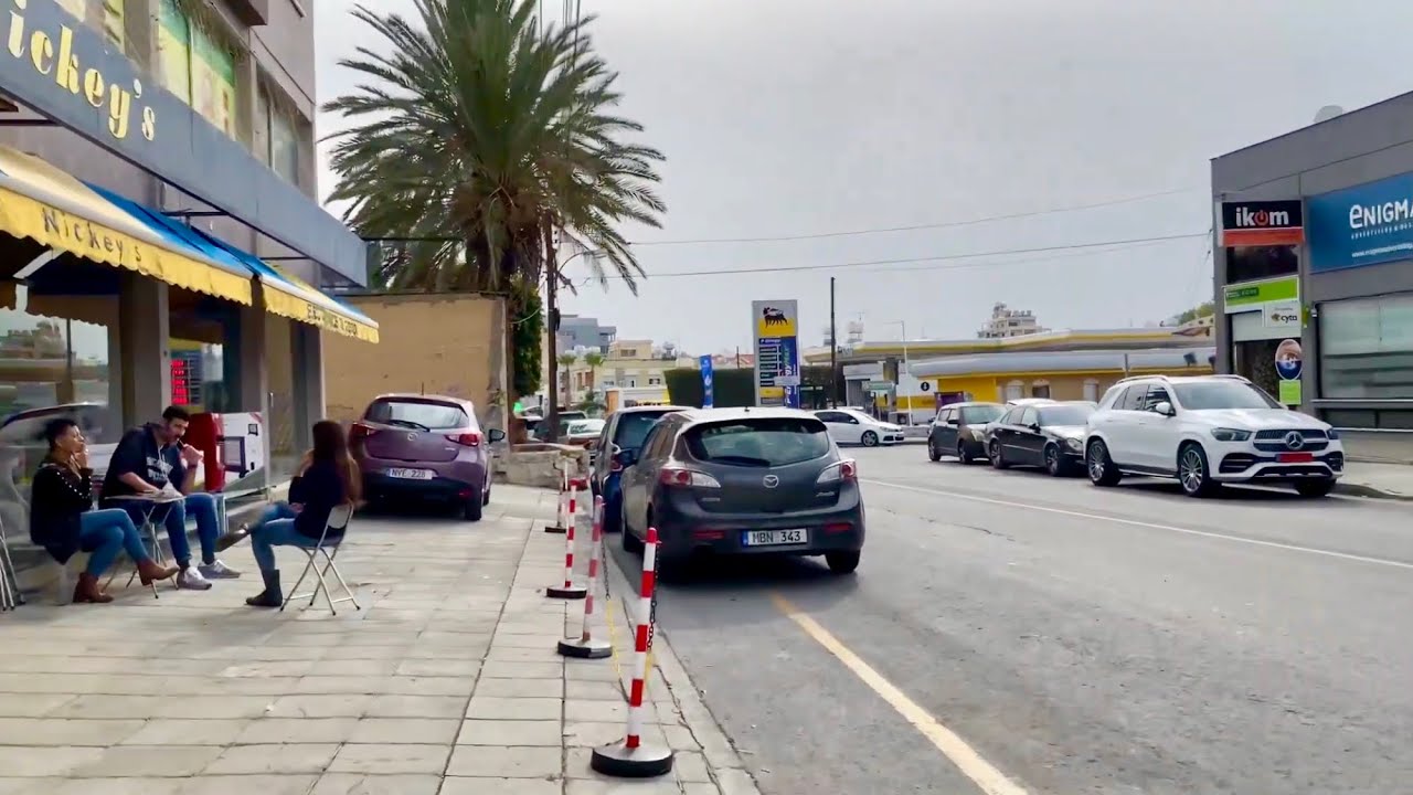|4K| Limassol walk tour from Arch. Makarios III Avenue to Gladstonos street along Agios Fylaxeos str