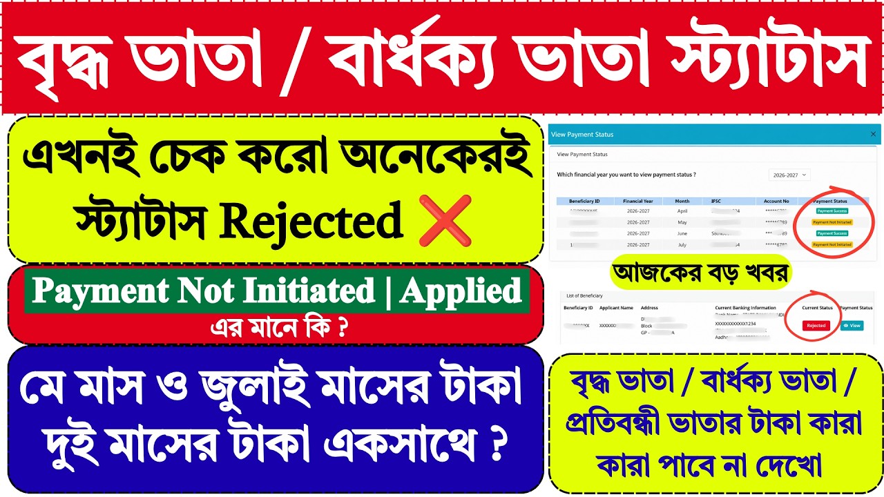 বৃদ্ধ ভাতা / বিধবা ভাতা / প্রতিবন্ধীিভাতা New Status Update | Old Age Pension Status |