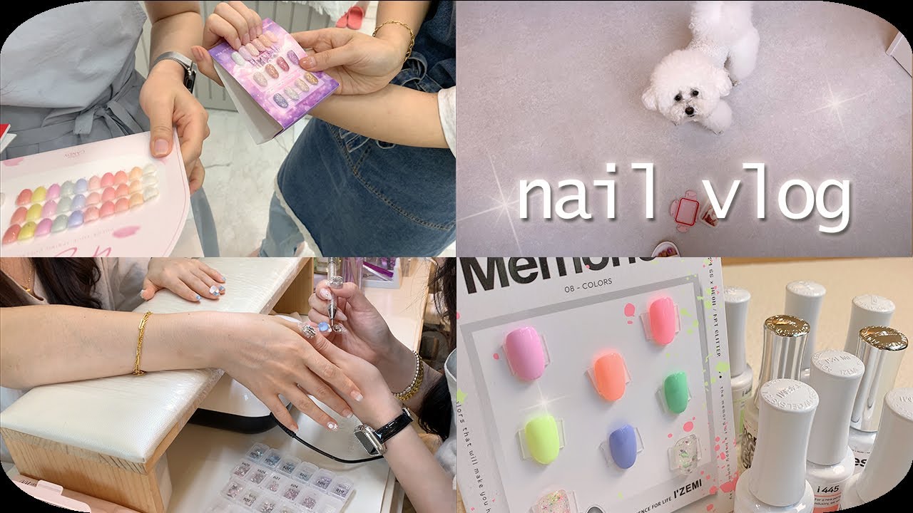 Nail Vlog | 성수기시작! 네일샵브이로그 (아이즈미 여름신상젤, 친구손에 네일 시술영상, 자주 놀러오는 만두씨, 네일창업반 수강기록)