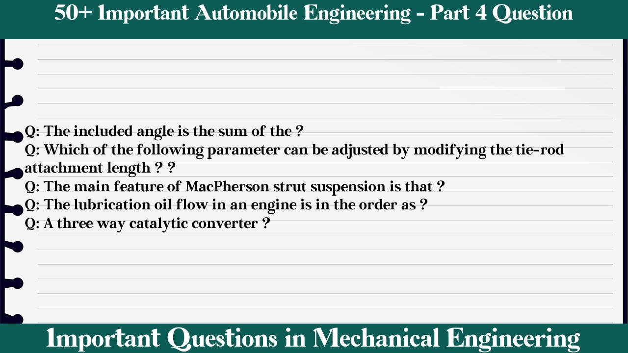 MCQ Questions Automobile Engineering - Part 4 with Answers