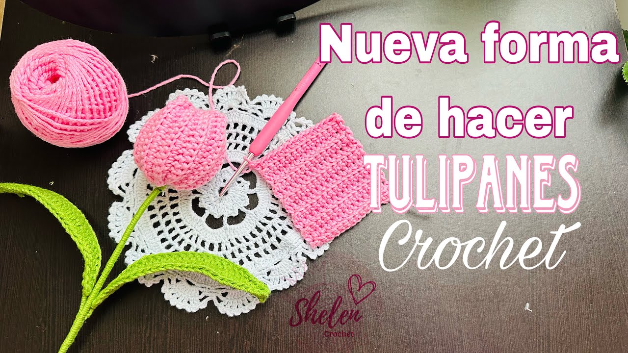 Nueva forma de hacer un tulipán SÚPER MEGA FÁCIL DE HACER 💕Crochet ❤️🧶💐🌷#tulipanes #tulipan