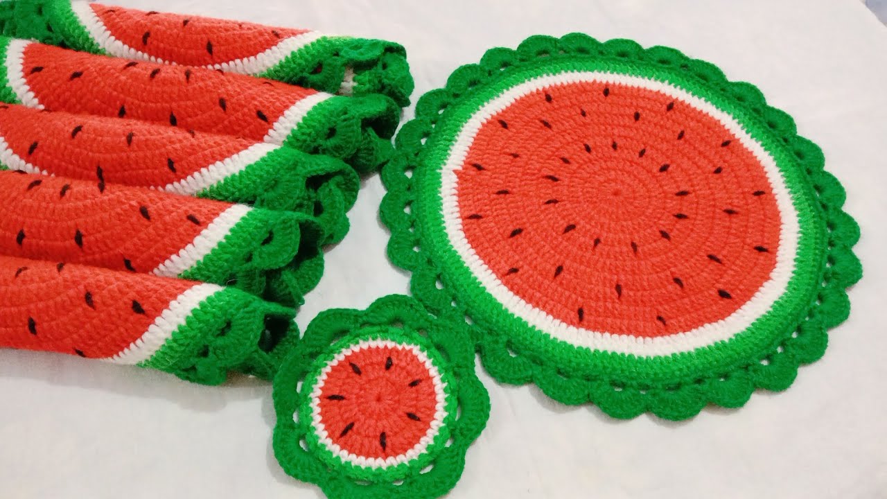 Kushikata watermelon table mat.কুশিকাটার তরমুজের টেবিল ম্যাট। order on Facebook page.