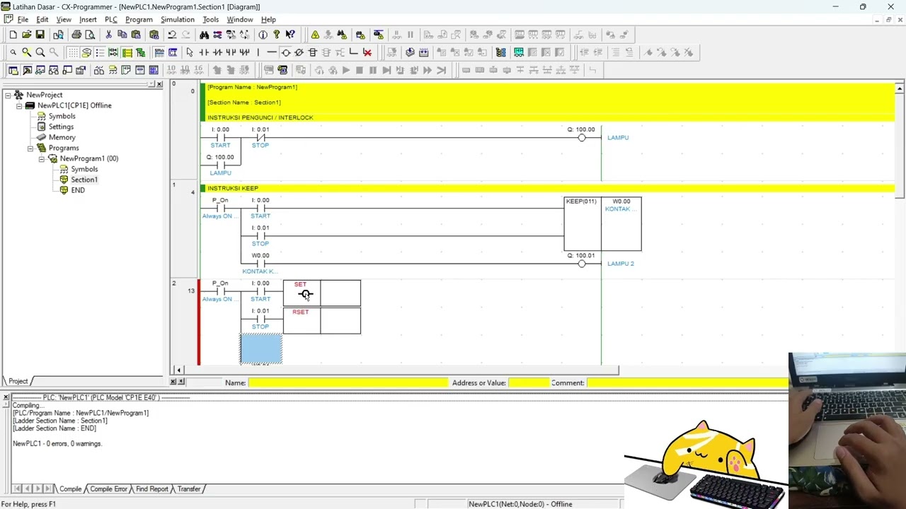 Instruksi SET/RSET: Alternatif Pengunci dengan Tombol Start dan Stop Terpisah| Belajar PLC Omron #9