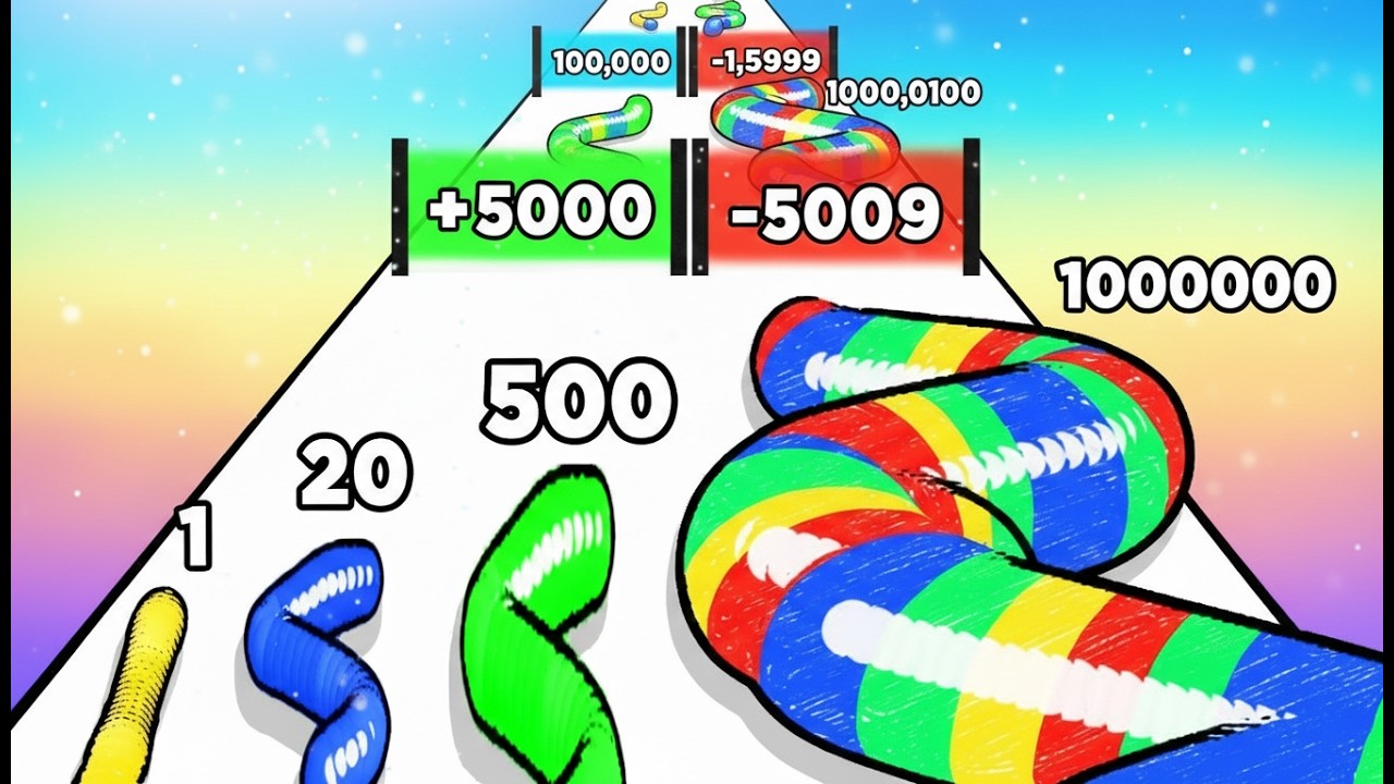 BIG WORM Run! 🍬🐛 GUMMY WORM GO! Top Android Game! Max Level 42-53 4K