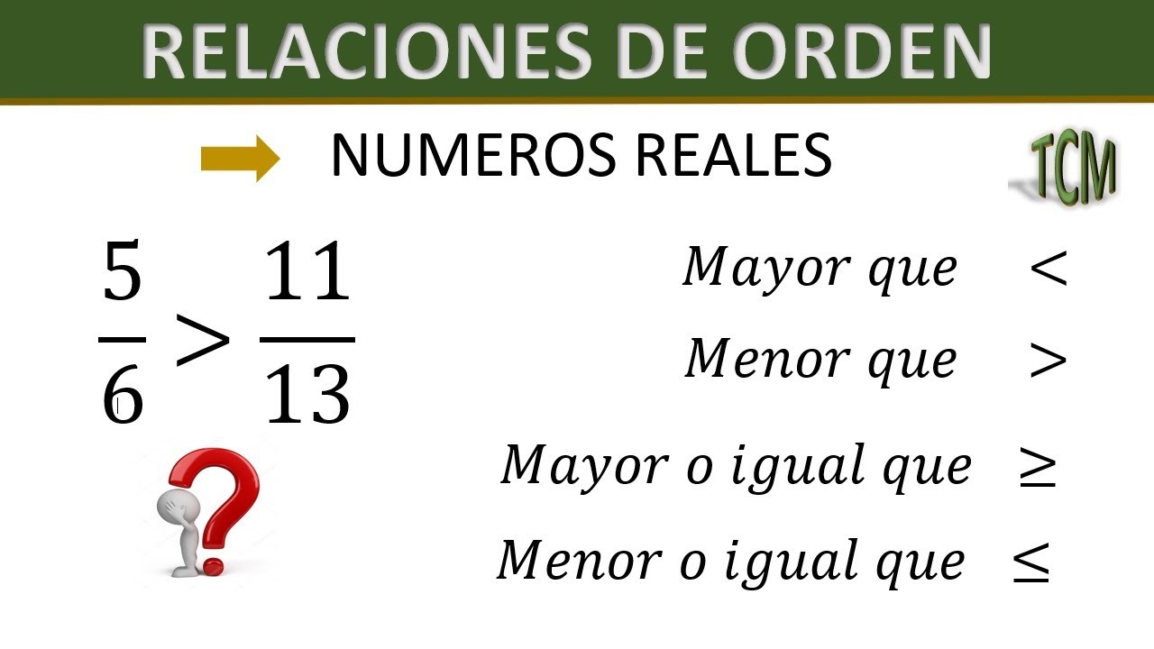 Relaciones de orden números reales
