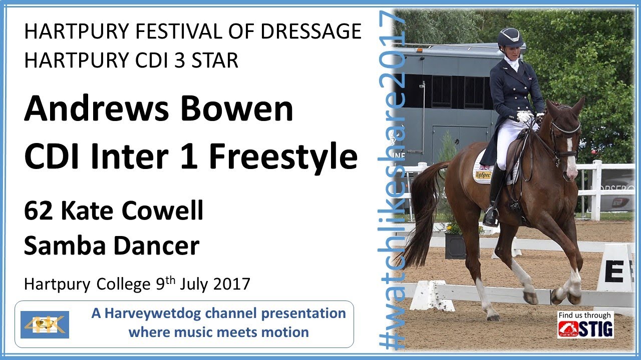 Kate Cowell and Samba Dancer Inter 1 Freestyle; HARTPURY FESTIVAL OF DRESSAGE 2017