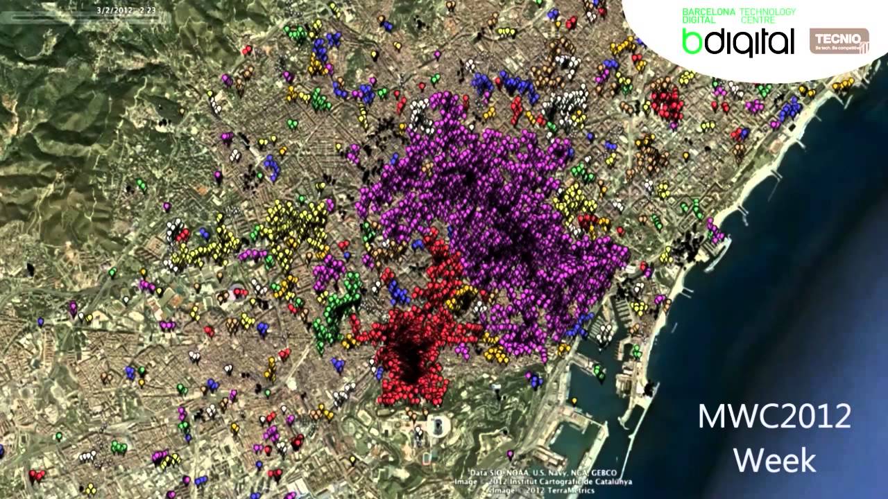 Geopositioned Twitter activity: MWC 2012