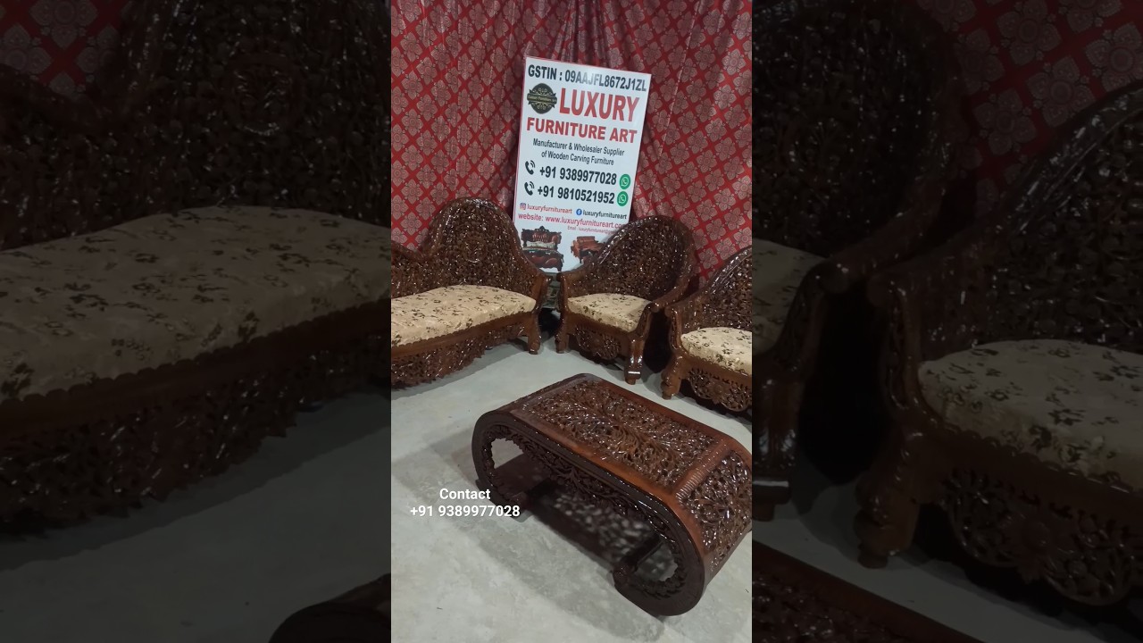 Solid teak wood carving sofa set #like #subscribe #support #india #handmade #maharaja #furniture
