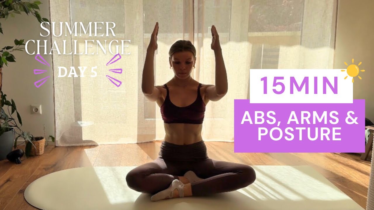 15min ABS, ARMS & POSTURE | Day 5 Summer Challenge Pilates inspired | no equipment at-home workout