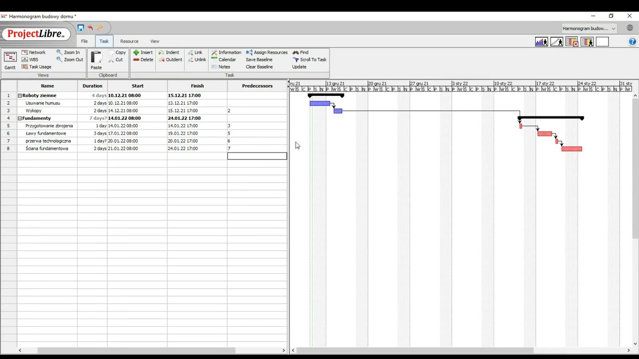 Project Libre - tutorial