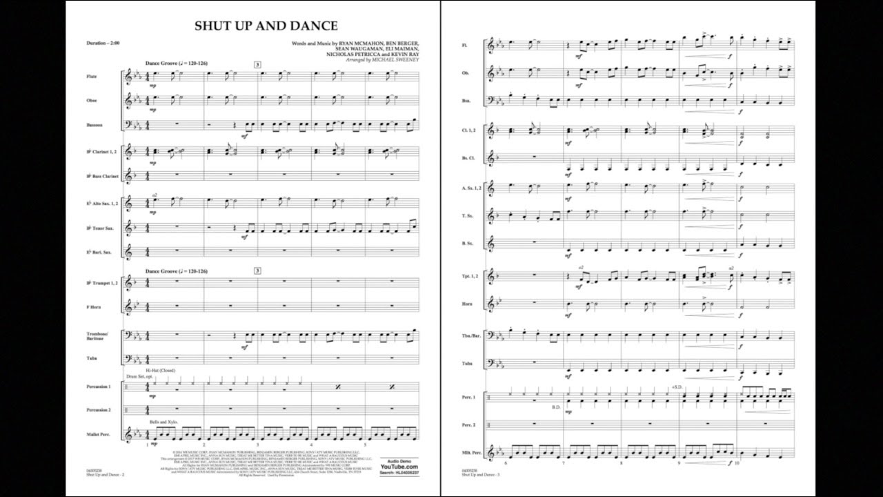 Shut Up and Dance arranged by Michael Sweeney