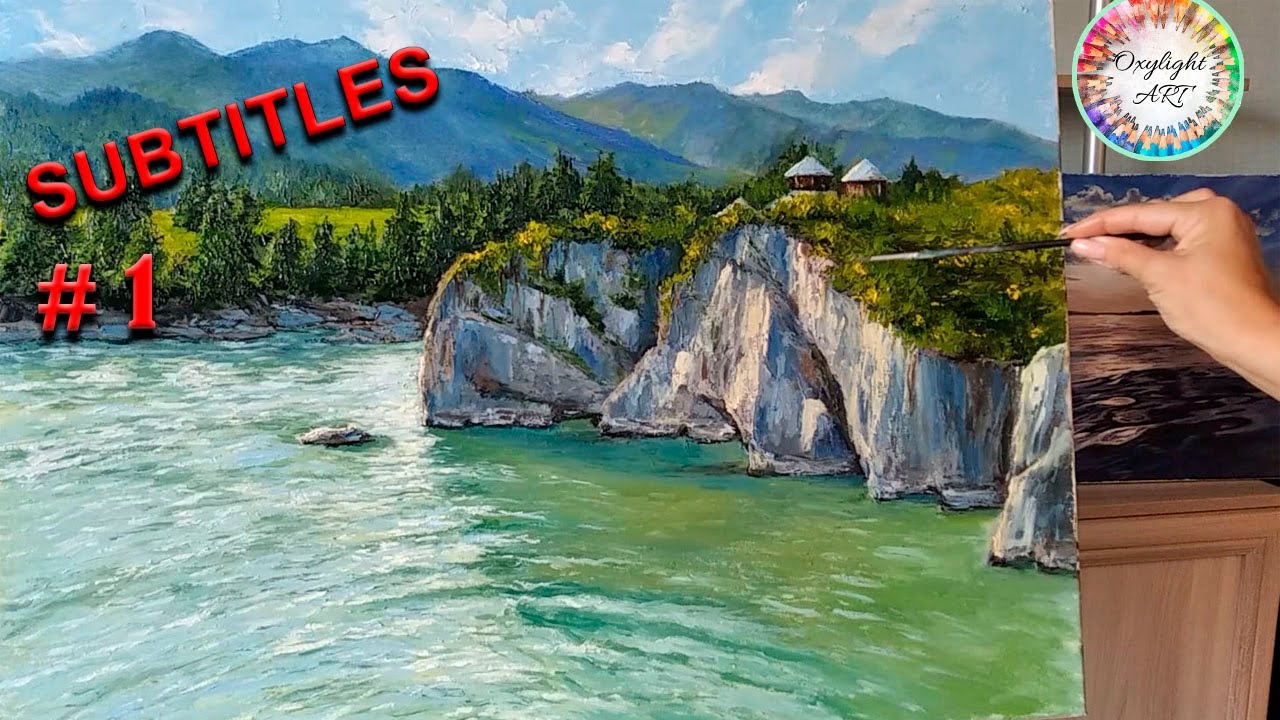 Как нарисовать горы, скалы, воду. Живопись маслом. Часть 1. Art Tutorial. How to draw mountains. P1.