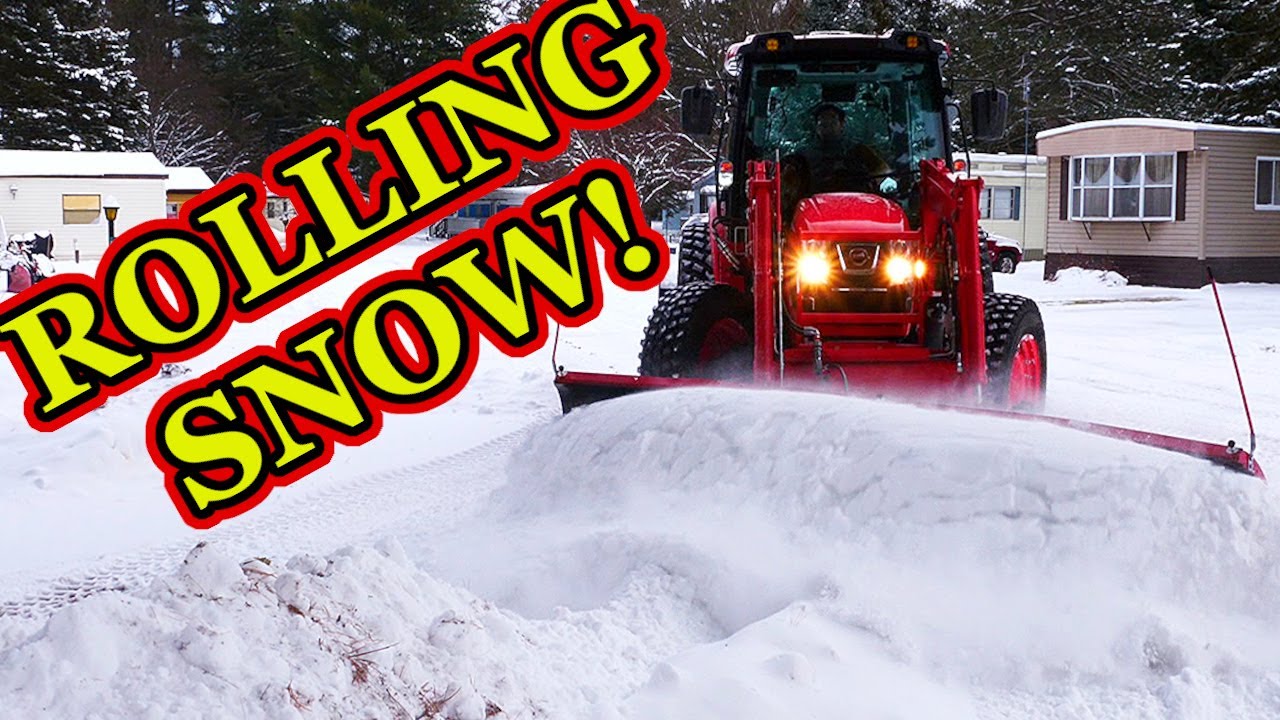 KIOTI RX7320 CLEANING Up After A SNOWSTORM! Hiniker Scoop Plow J Bar Manufacturing Box Blade