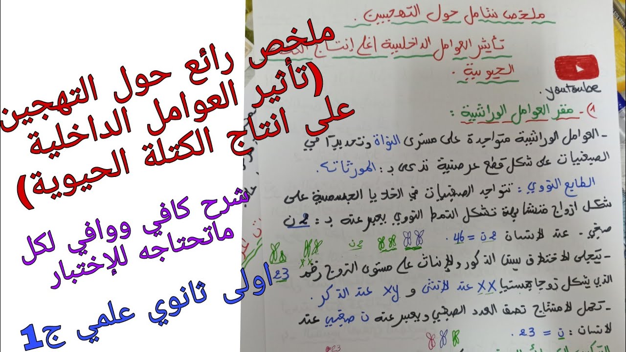 اقوى ملخص شامل حول التهجين (تأثير العوامل الداخلية على انتاج الكتلة الحيوية)