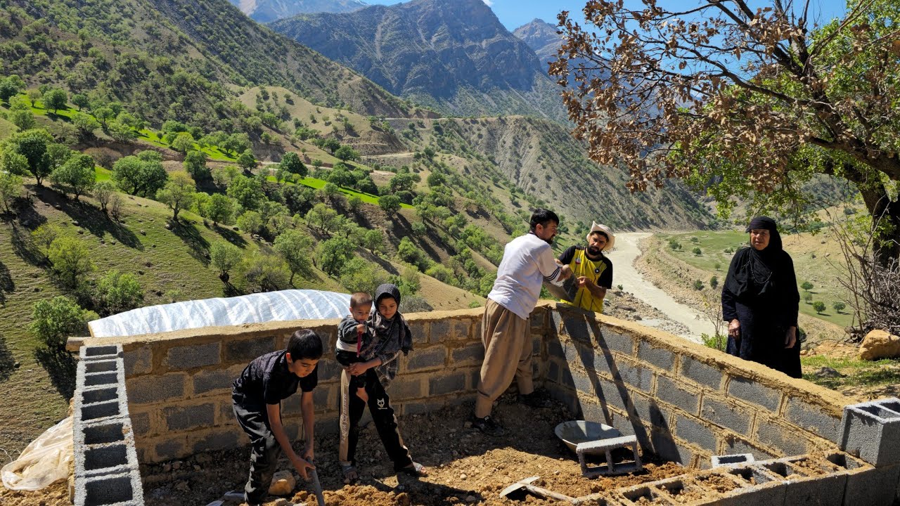 Building a Shelter in Zagros Mountains | Nomad Family Surviving in Nature 🏔️🌿